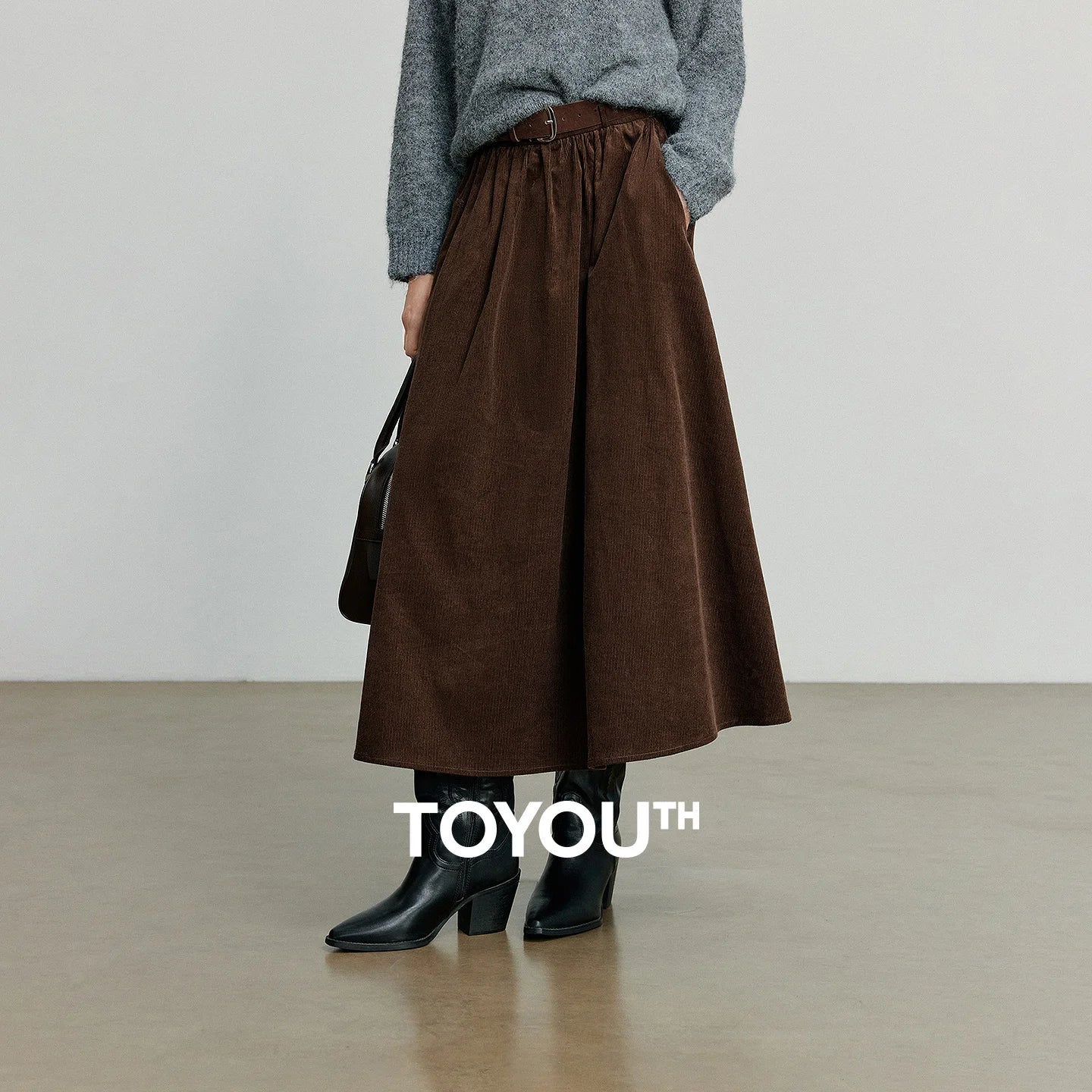 Toyouth Corduroy Ankle-Length A-Line Skirt | Autumn 2025