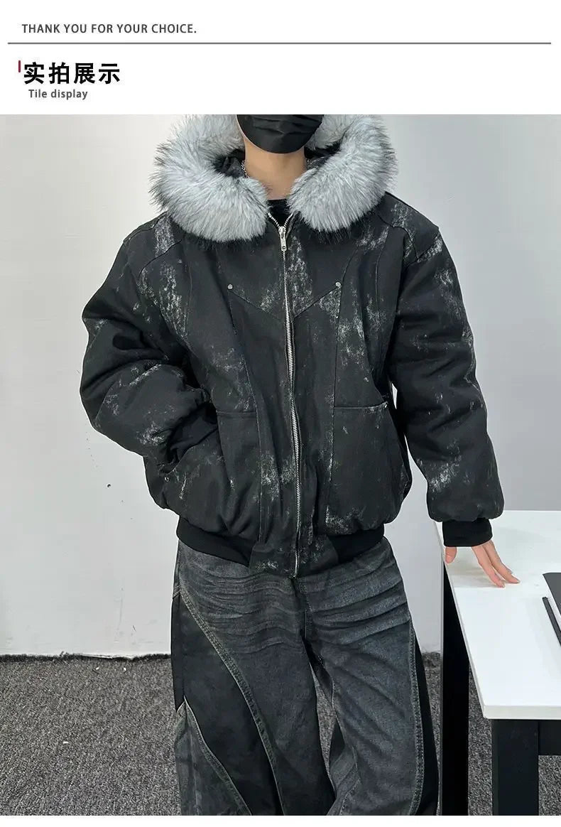 Men's Cotton Jacket – Eagle Embroidery & Tie-Dye