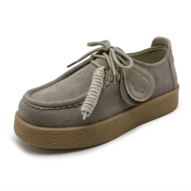 AIYUQI Women's Suede Leather Platform Loafers – British Style