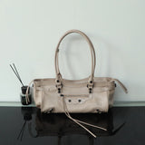 2025 Punk Style Rivet Shoulder Bag Ladies Crossbody Bag Top Layer Cowhide Leather Motorcycle Bag Fashion Accessory