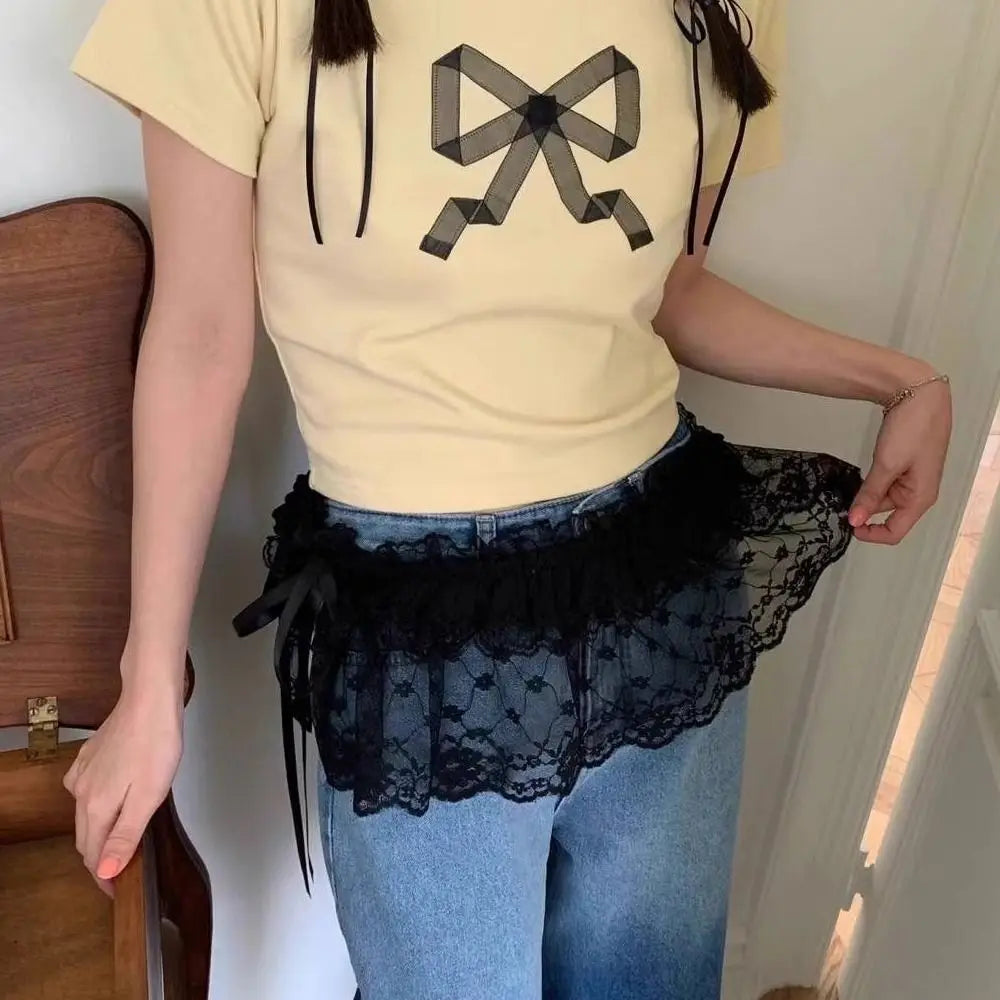 Lace-Up Ruffle Mini Skirt for Playful Layering