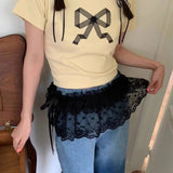 Lace-Up Ruffle Mini Skirt for Playful Layering