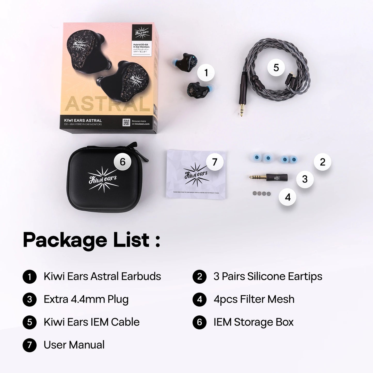 Kiwi Ears Astral 1DD+6BA Hybrid IEM Earphones