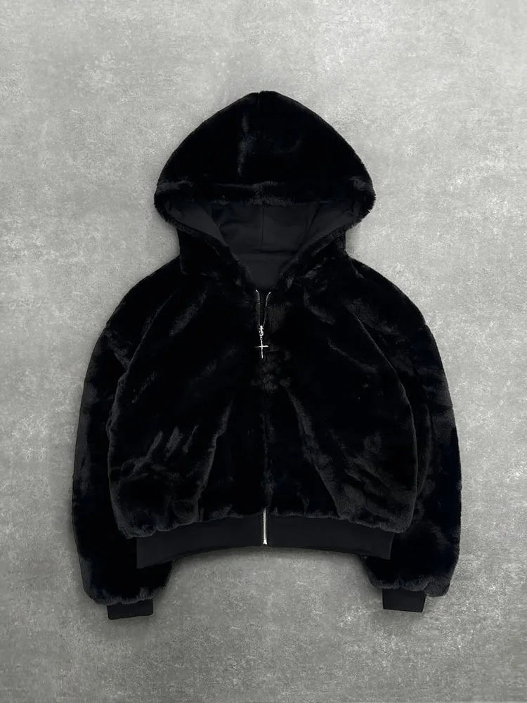 Men’s Grey Leopard Print Zip-Up Hoodie