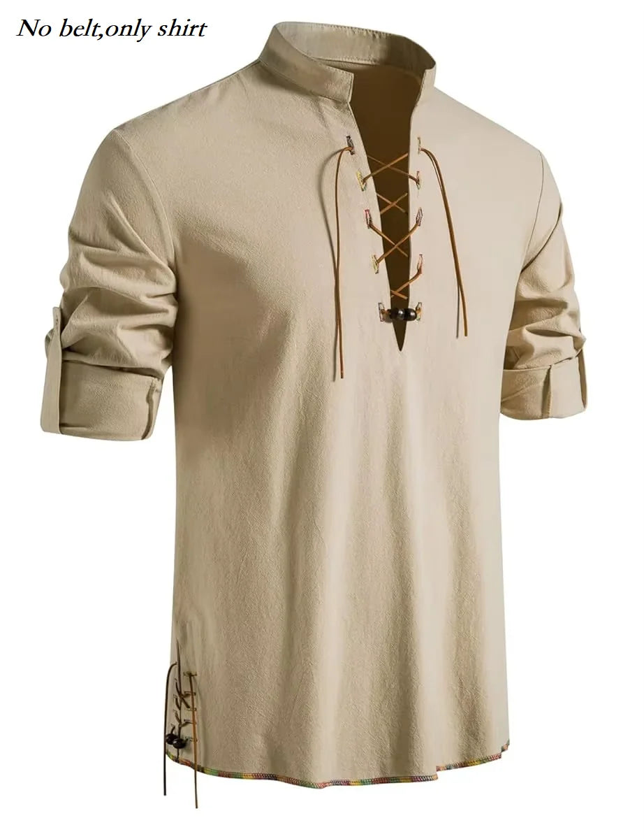 Men's Medieval Pirate Lace-Up Shirt