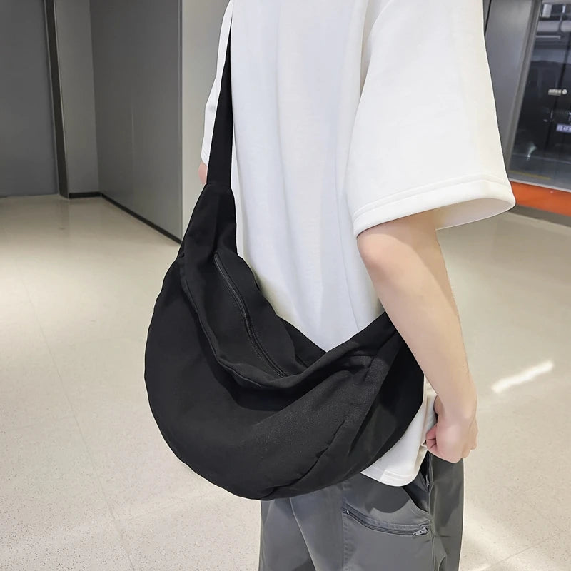 Solid Color Canvas Female Crossbody Bags For Women Large Capacity Shopping Messenger Bag Student Shoulder Bag Unisex School Bag