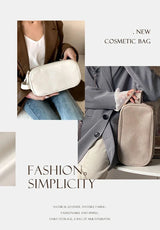 Multifunctional Makeup Bag For Women PU Leather Large Capacity Portable Double Zipper Travel Makeup Brush Toiletries Storage Bag