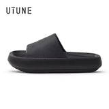 UTUNE Men’s Non-slip Slides Summer Indoor Slippers, Thick Sole Breathable Soft Sandals, Comfy Casual Home House Footwear