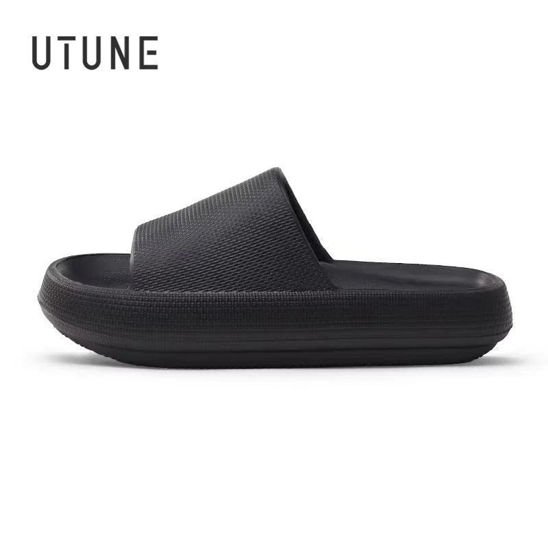 UTUNE Men’s Non-slip Slides Summer Indoor Slippers, Thick Sole Breathable Soft Sandals, Comfy Casual Home House Footwear