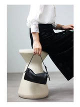 Full Grain Leather Soft Balck Small Size Crossbody Bags For Women Luxury Adjustable Shoulder Strap Underarm Bag Portable Handbag
