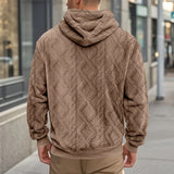 Autumn and Winter Leisure Men's High Street Jacquard Double-Sided Velvet Hooded Sports Trend Pullover Sweater Jacket