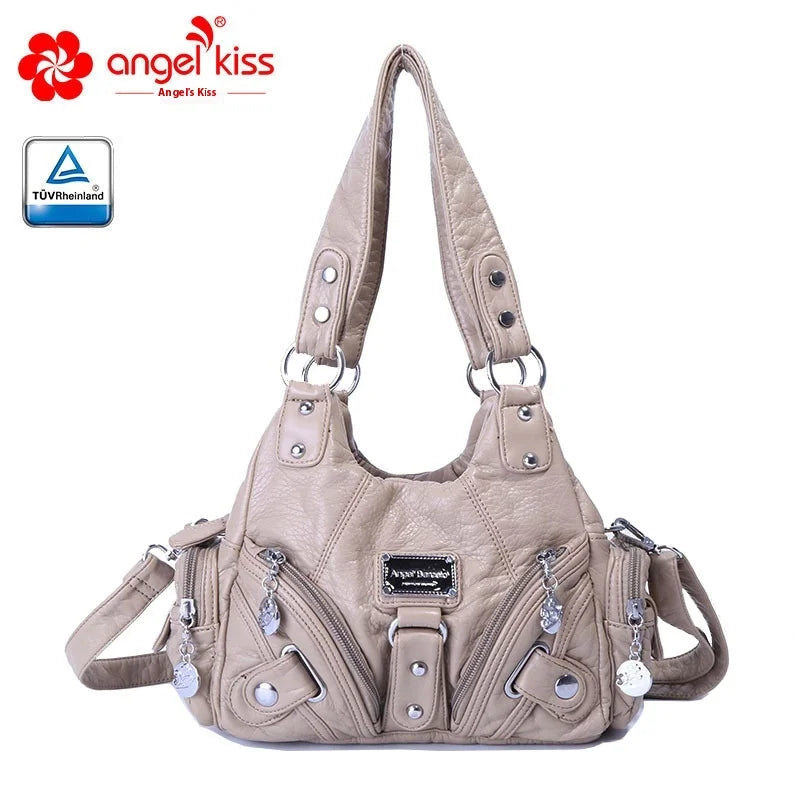 Angelkiss Women Handbags Rose Soft Tote Bag Small Top-handle Purse Fashion Satchel Multi-Pockets Shoulder Bag Hobos Phone Pack