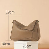 Pure 100% Cowhide Leather Women's Geometric Solid Color Shoulder Bag For Ladies Large Capacity Pillow Crossbody Handbag Luxury