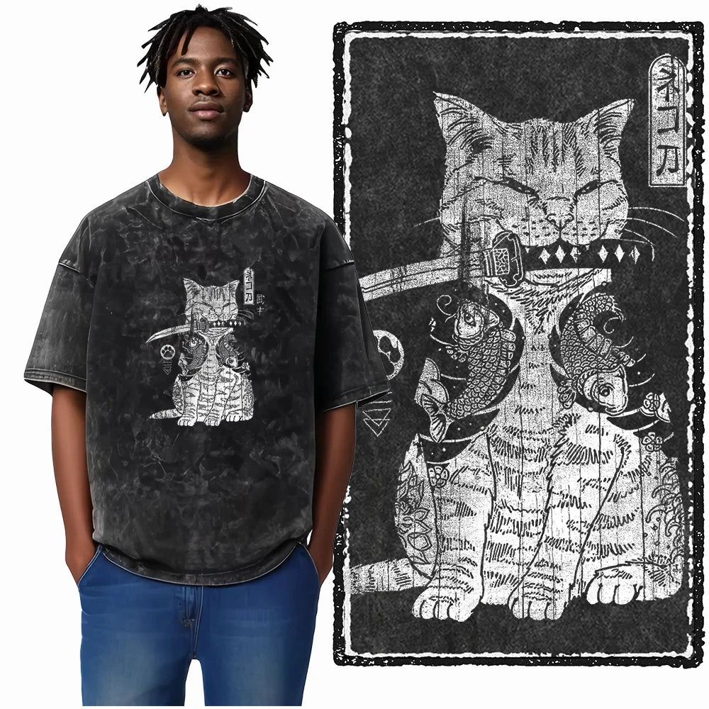 DB Cat Acid-Washed Graphic Tee