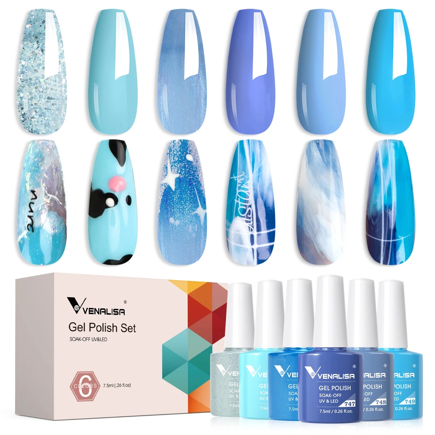 Venalisa HEMA-Free Gel Polish Kit | 6 Shades, 7.5ml