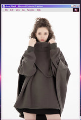 Oversized High-Collar Techwear Pullover Hoodie