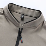 Men's Zipper Polo Shirt – Solid Color Long Sleeve