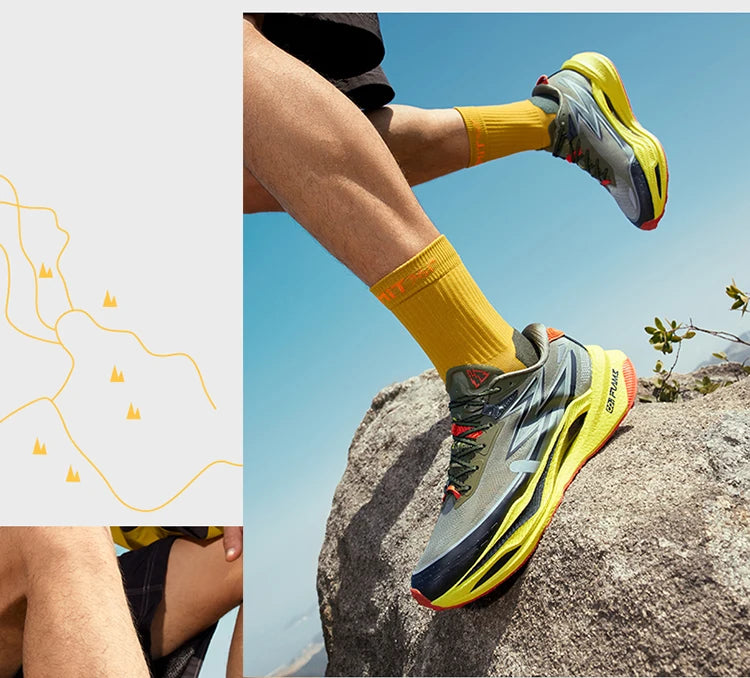 361 Degrees Flame 4x4 Men Running Shoes New Carbon Plate Racing Anti-slip Rebound  Wear-resistant Stable Male Sneakers 672442201