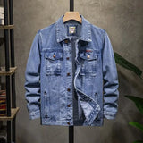 Trendy Workwear Casual Denim Jacket Thickened Fleece Lined Men's Clothing Versatile Jeans Outerwear for Youth