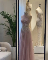 Customized Chiffon Beads Pink Elegant Evening Dresses Stylish Summer Dresses Woman on offer High Quality A-Line bridgerton