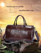 2024 New Cow Genuine Alligator Leather Travel Bags Luxury Men Large Capacity Portable Male Shoulder Bags Brand Travel Duffle Bag