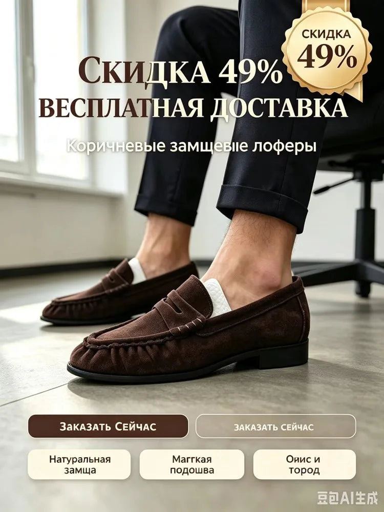 Women's Retro Pleated Suede Loafers