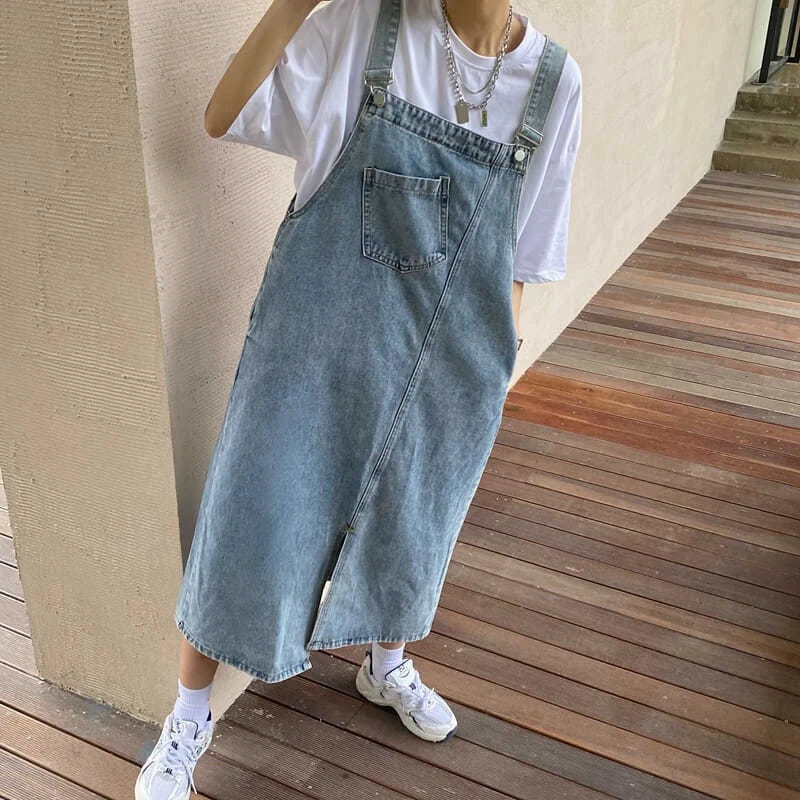 Women's Denim Spaghetti Strap Overall Dress