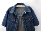 Vintage USA-Made Cropped Denim Jacket – Summer Short Sleeve Jean Top