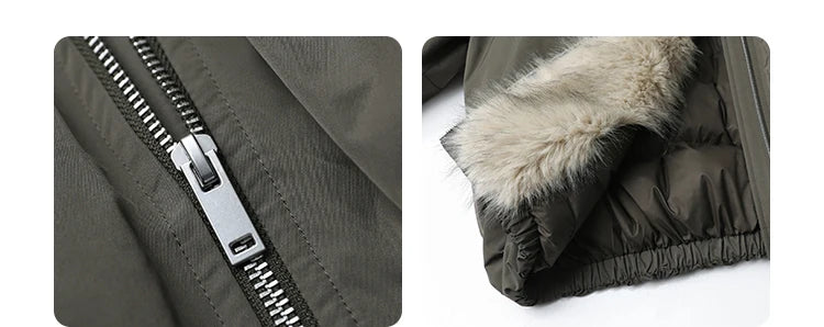 Women's Hooded Down Jacket with Faux Fur Collar