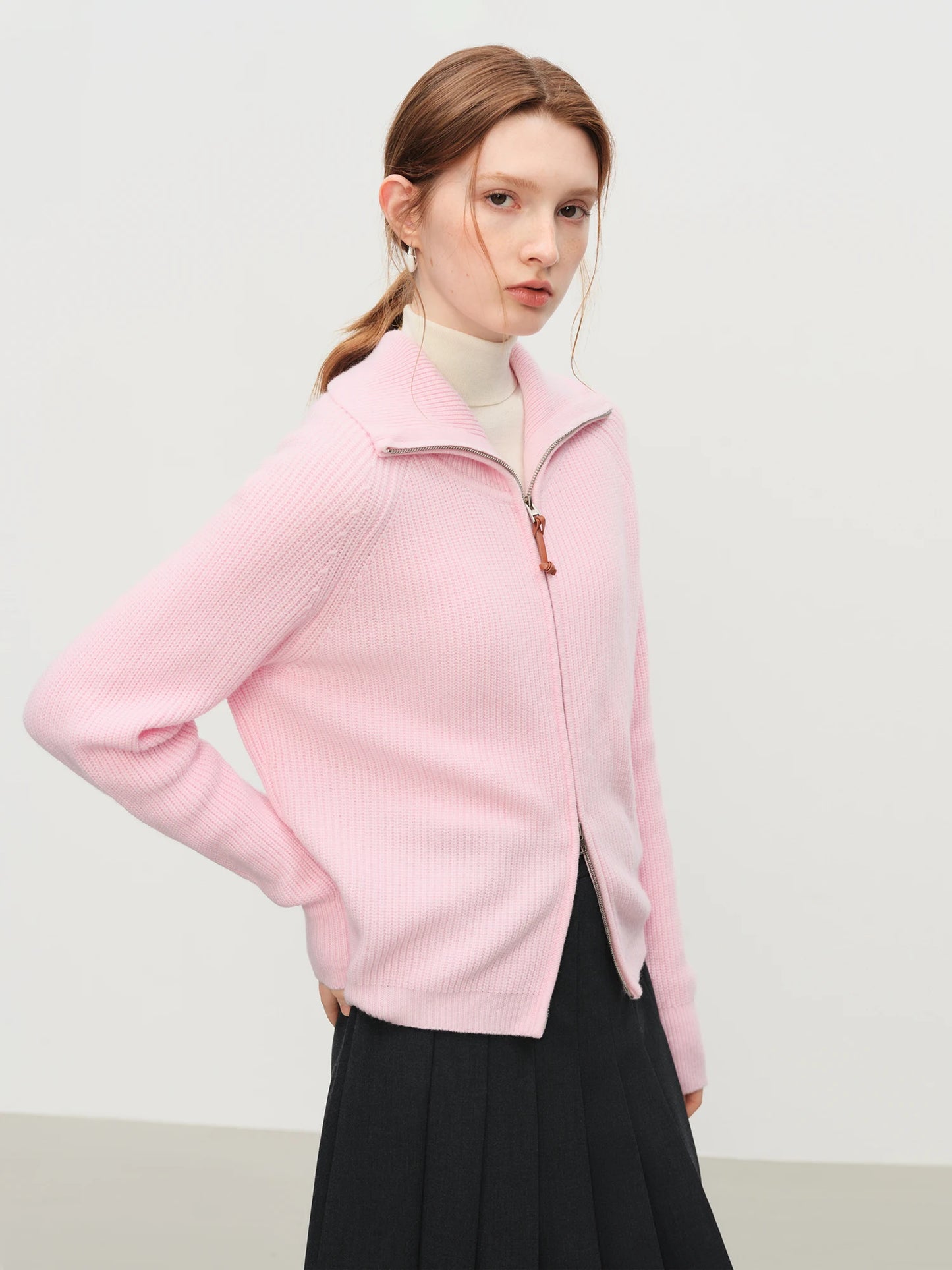 Women's Loose Fit Wool Blend Zipper Cardigan – Fall/Winter 2025 USA Style