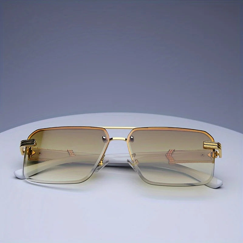 Rimless Rectangle Sunglasses – UV400 Unisex Shades