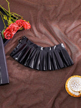 Black Faux Leather Low-Rise Pleated Mini Skirt