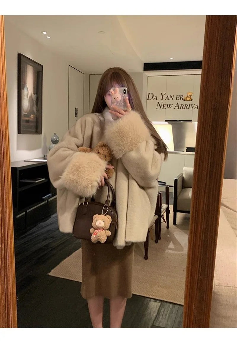 Women’s Mink Fur Coat with Collar and Pockets