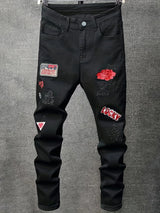 Men’s Slim Fit Embroidered Straight Leg Denim