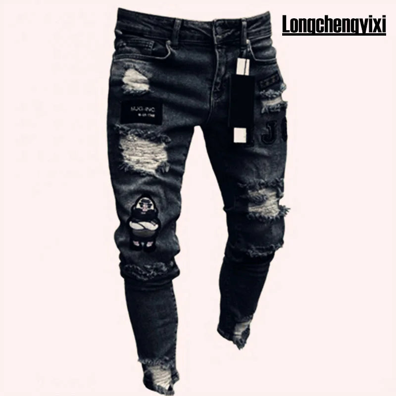 Men’s Ripped Stretch Denim Jeans