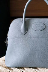Premium Semi-handmade First-layer Cowhide Bowling Bag Portable Shoulder Large Shell Bag Commuting Temperament Versatile