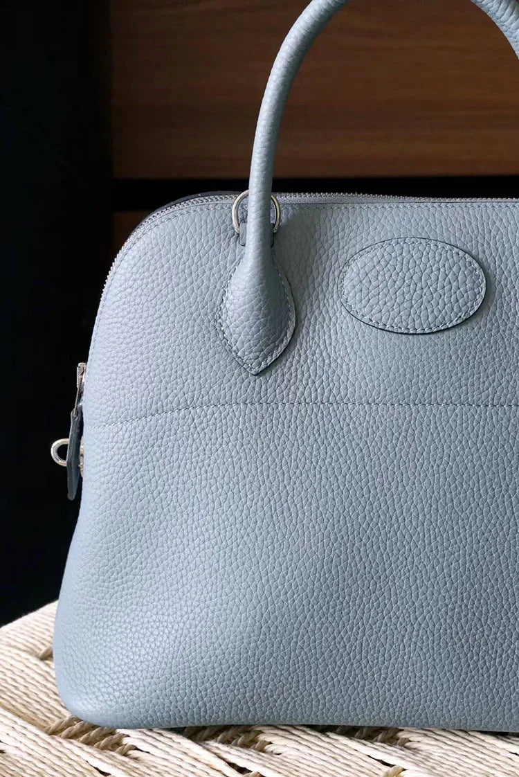 Premium Semi-handmade First-layer Cowhide Bowling Bag Portable Shoulder Large Shell Bag Commuting Temperament Versatile