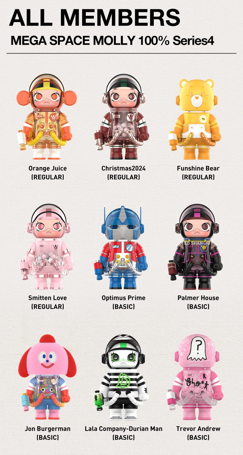 POP MART MEGA SPACE MOLLY 100% Series 4 Blind Box Guess Bag Mystery Box Toys Doll Cute Figure Desktop Ornaments