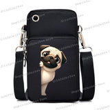 New Mobile Phone Bag Funny Anime Dog Print Shoulder Messenger Bag Women Men Coin Purse Handbag Animal Lover Small Crossbody Bag