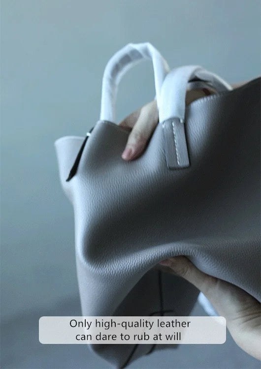 JAZZQ Reversible Genuine Leather Tote | First-Layer Cowhide
