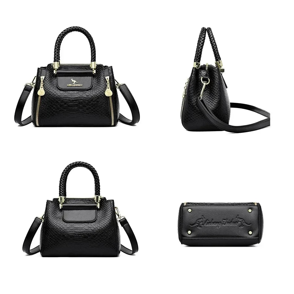 Luxury Handbag Fashion Print Large Capacity Soft Leather Women Shoulder Crossbody Bag Leisure Designer Ladies Purses and Handbag