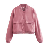 Women’s Vintage Utility Bomber Jacket – Chic Button-Down Outerwear