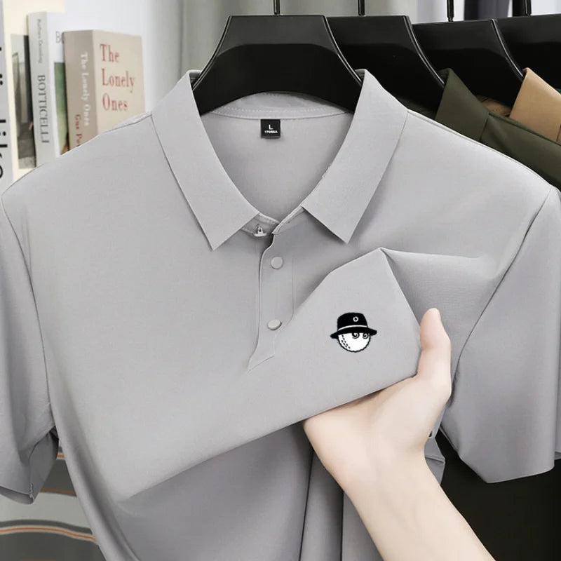 Men's Ice Silk Golf Polo Shirt – 10 Colors, M to 5XL
