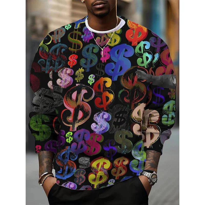 Retro Plaid Art Graphic Sweatshirt