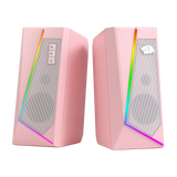 Redragon GS520 RGB Desktop Speakers, 2.0 Channel PC Stereo Speaker with 6 Colorful LED Modes, Enhanced Sound, White/Pink