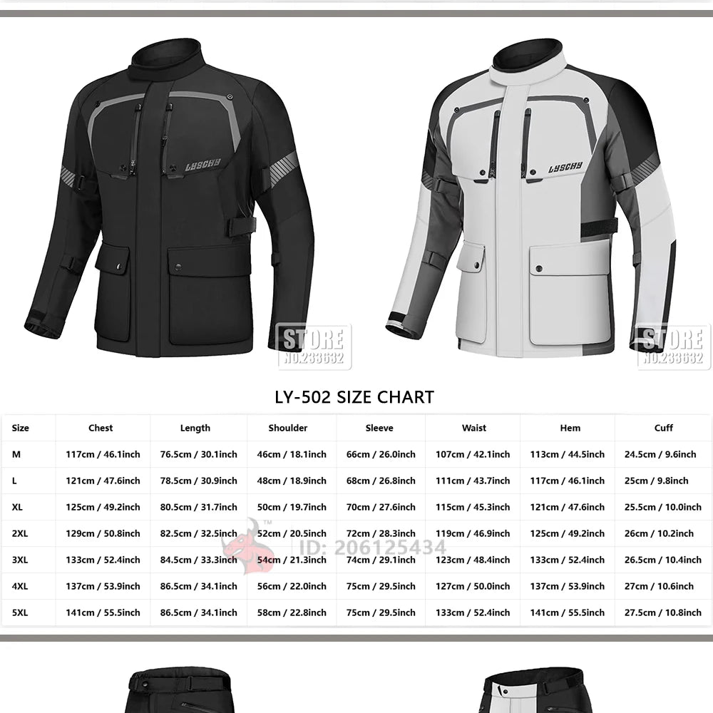 LYSCHY Motorcycle Jacket Pants Suit Cold-proof Waterproof Winter Men Motorbike Riding Moto Jacket Protective Gear Armor Clothing