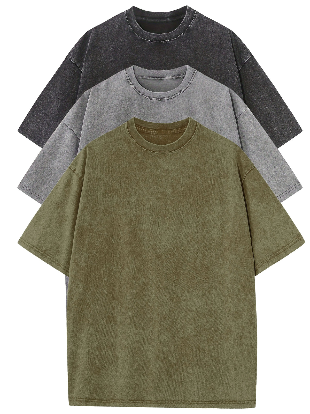 3pcs Men's 100% Cotton Loose-Fit T-Shirts in Solid Colors Casual Short Sleeve Crew Neck Ideal for Summer Outdoor