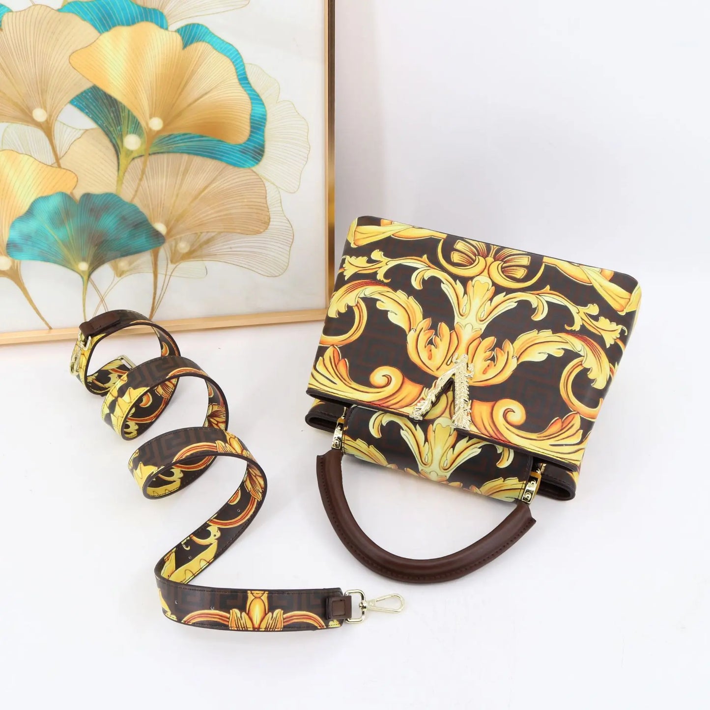 Ins Famous Fashion Classic Printed PU Leather Women's Handbags – Luxury Elegant Shoulder Crossbody Top Handle Bag