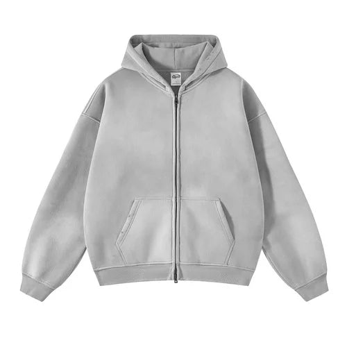 Men’s Oversized Tie-Dye Fleece Zip-Up Hoodie