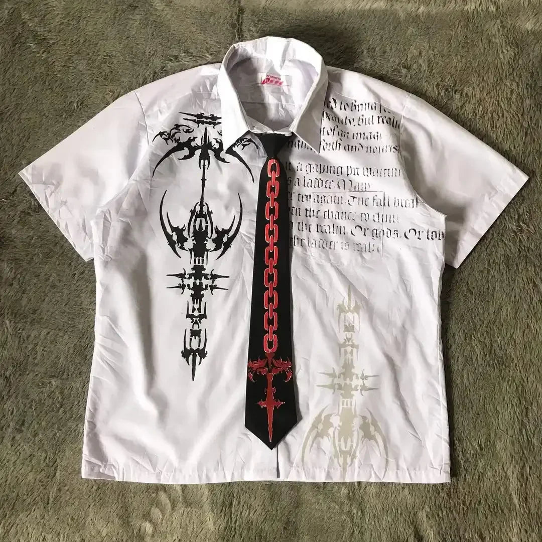 Men’s Y2K Gothic Skull Graphic Shirt